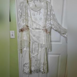 Three piece, skirt, top, and jacket dress